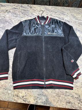 Champion Sherpa Fleece Full Zip Varsity Jacket Men's Black & Red Large